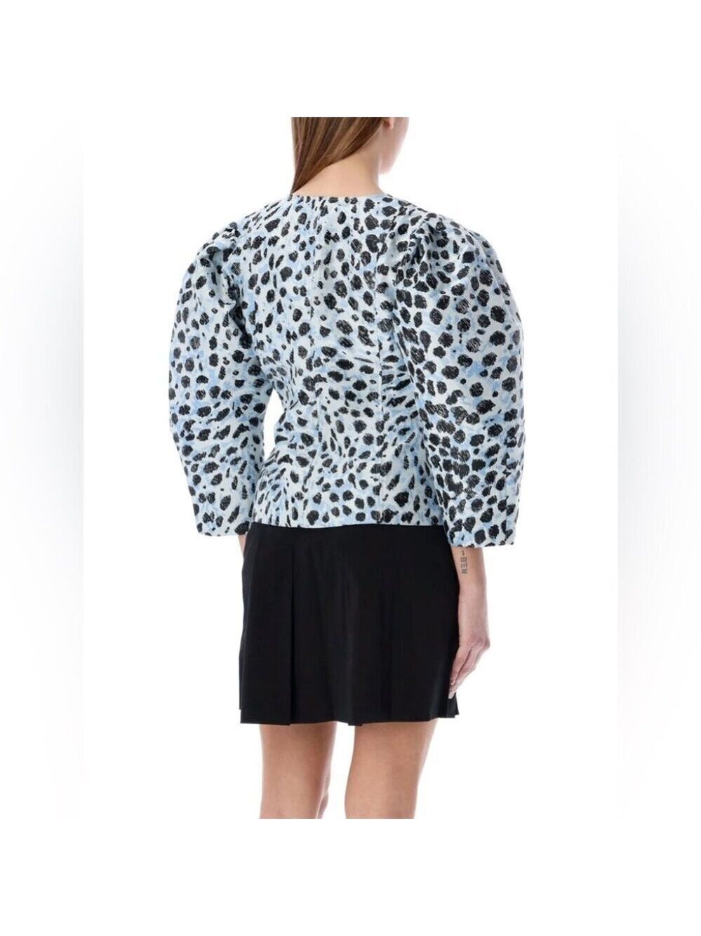 NWT Ganni Crispy Jacquard V-Neck Blouse - Picture 3 of 8